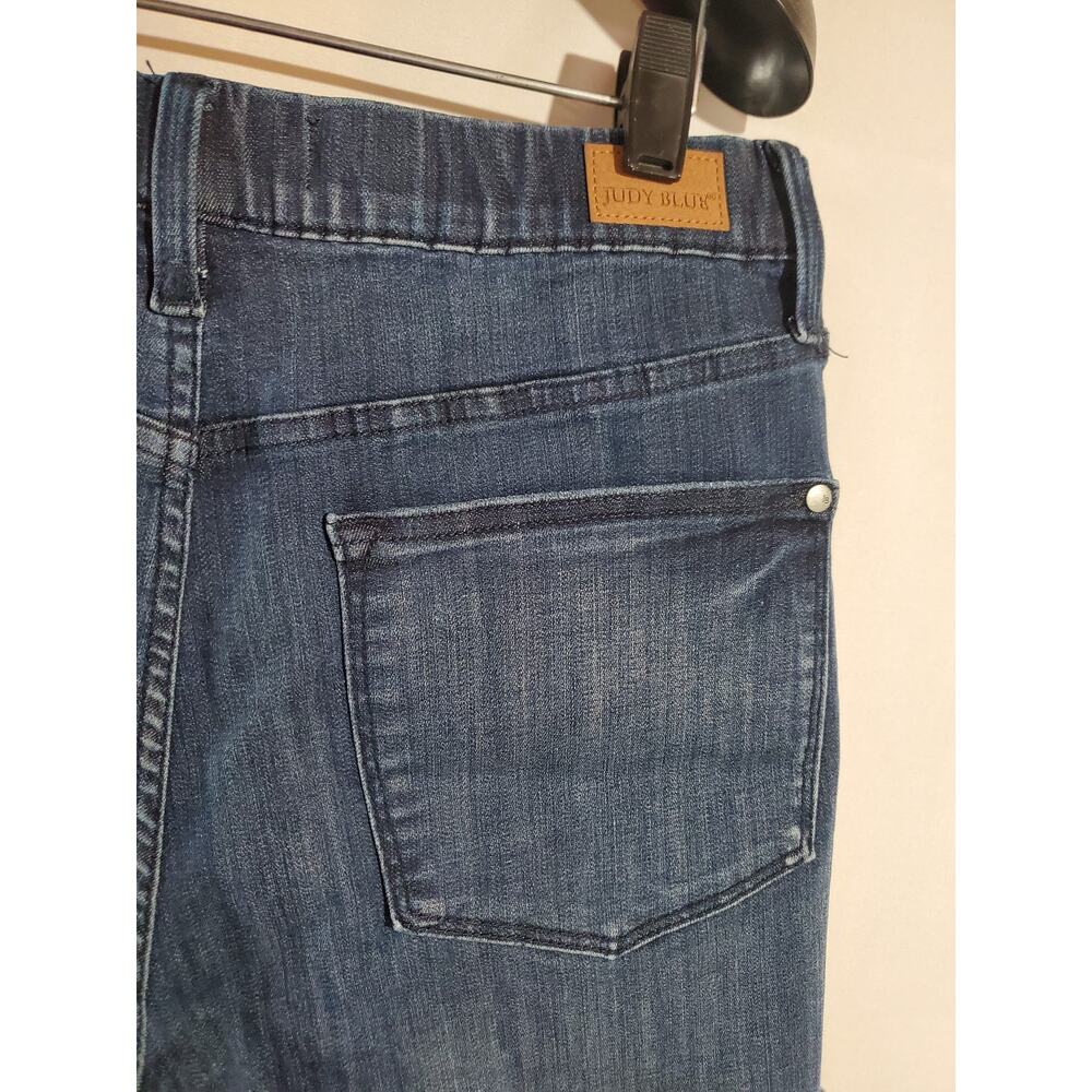 Judy Blue Dolphin Frayed Raw Hem Stretchy Denim Jean Shorts Size L Jorts Pockets - Picture 5 of 10